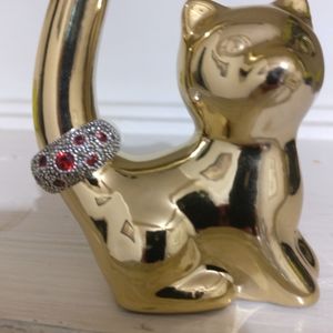 Vintage Ruby Cigar Band Silver 925 Size:9